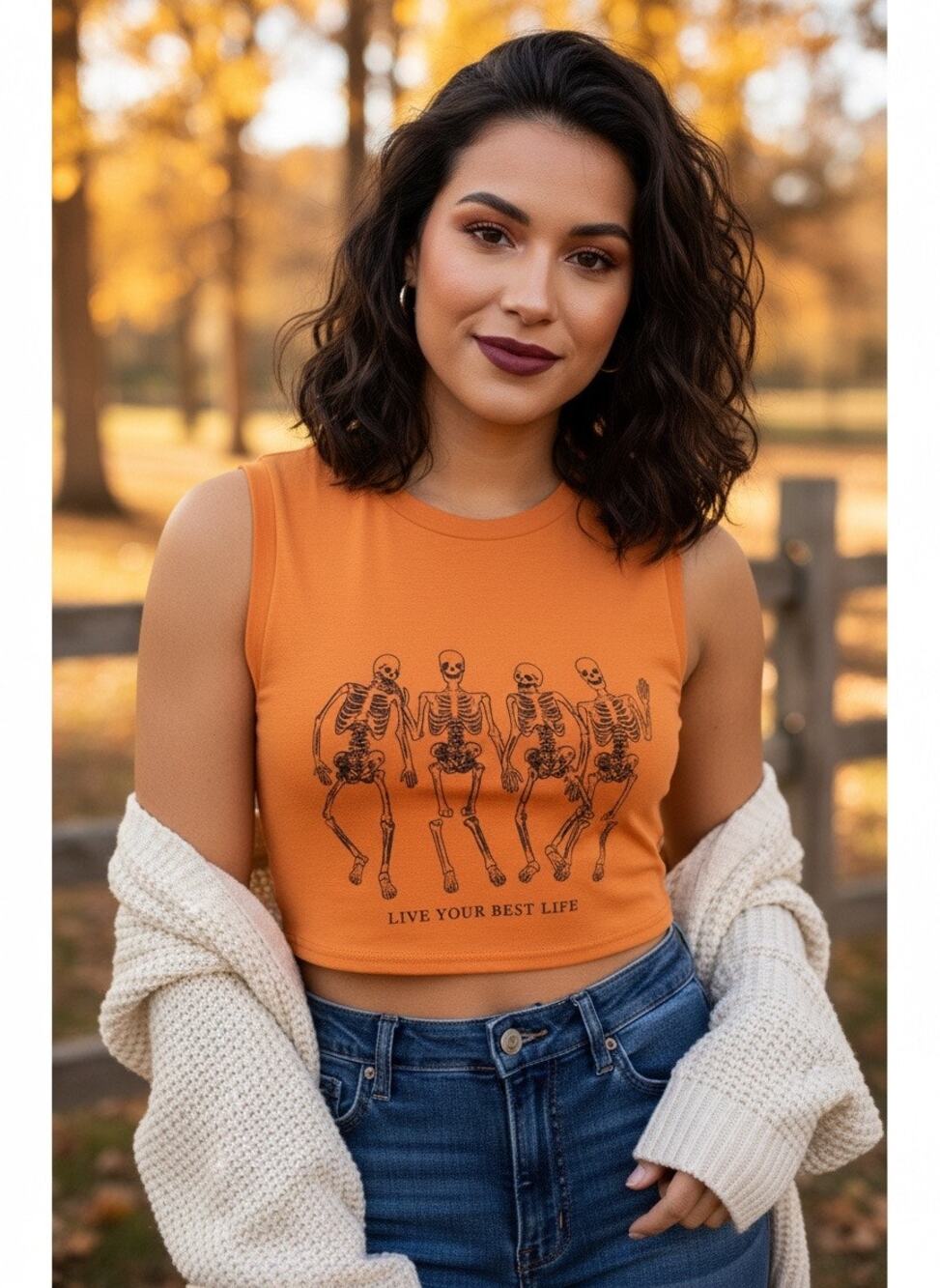 Skeleton Graphic Crop Top